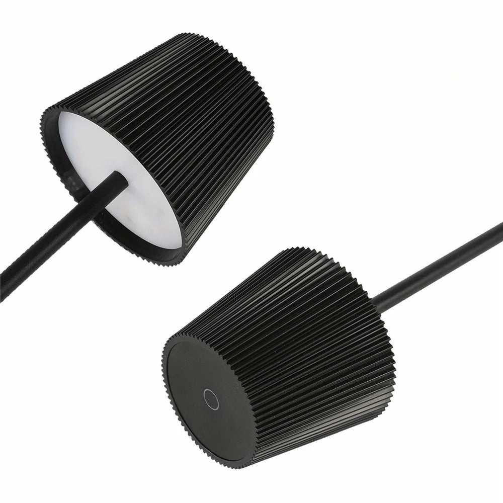 ML-G04 Vintage Pleated Table Light Bedside Desk Reading Lamp (Built-in 4000mAh Battery) - Black - 2