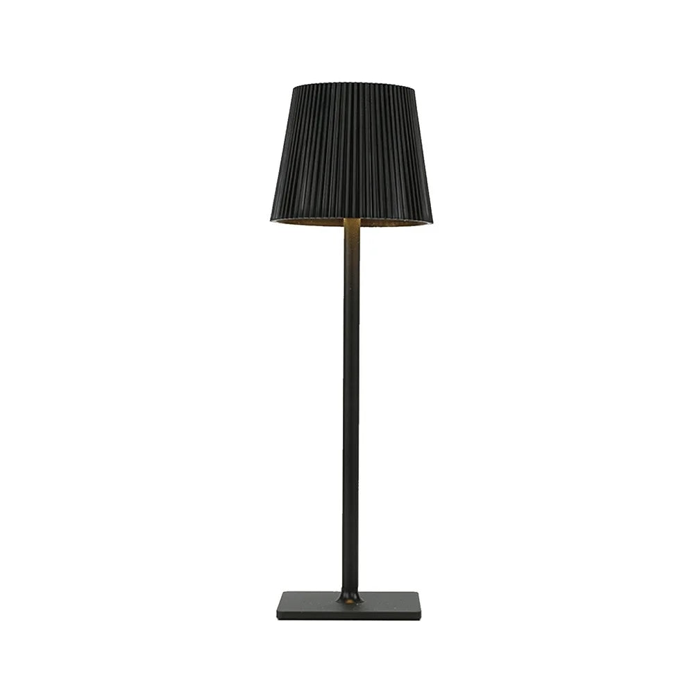 ML-G04 Bedside Light Vintage Pleated Table Light Reading Lamp (Built-in 2000mAh Battery) - Black - 1