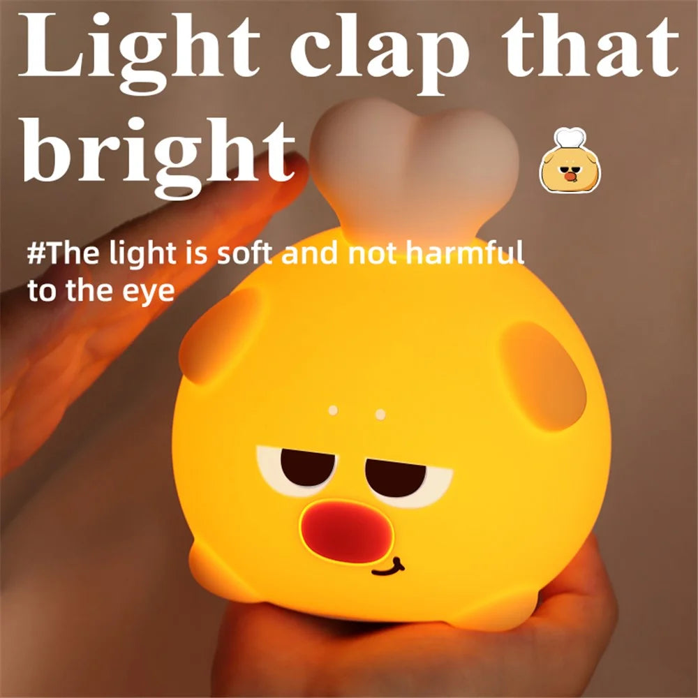 Cute Night Light Children Room Three Gears Cartoon Chicken Leg Timing Bedside Lamp - 3
