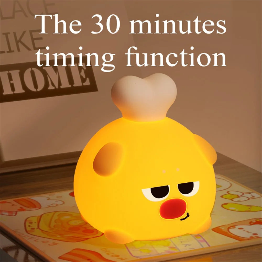 Cute Night Light Children Room Three Gears Cartoon Chicken Leg Timing Bedside Lamp - 5