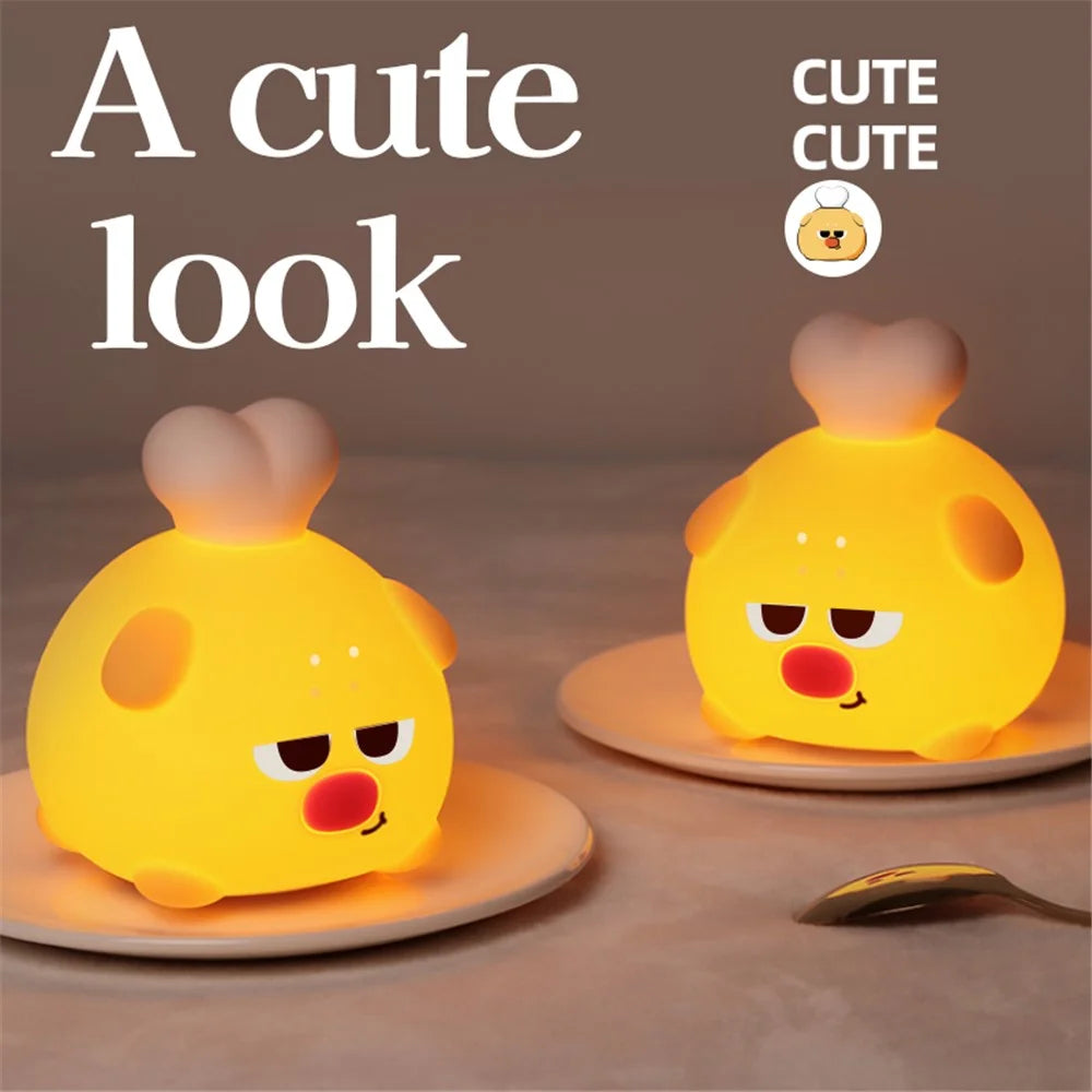 Cute Night Light Children Room Three Gears Cartoon Chicken Leg Timing Bedside Lamp - 7