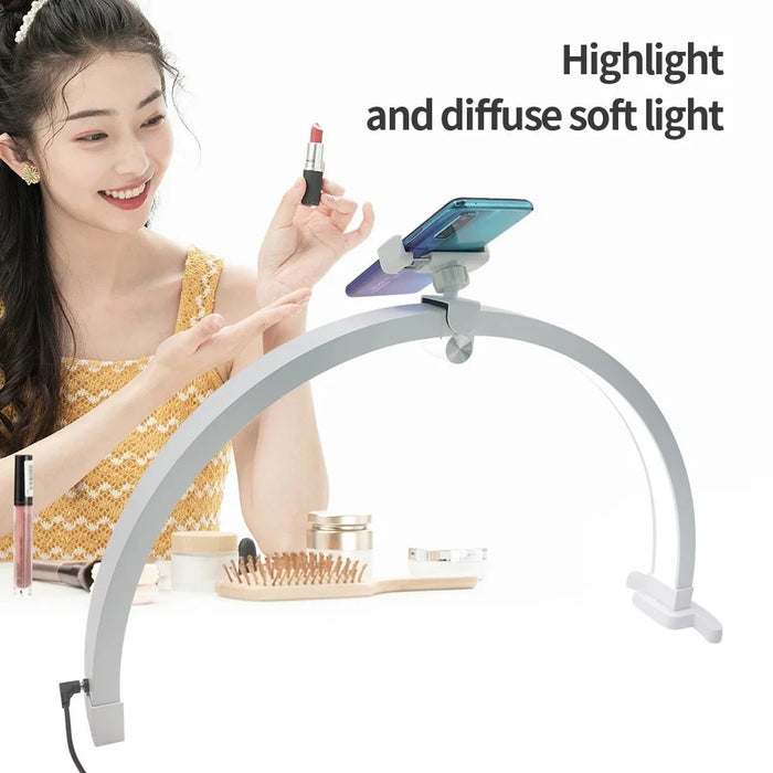 M12X 56cm Touch Control Foldable Desk Nail Light 3 Color Temperature LED Half Moon Lamp - White / US Plug - 3