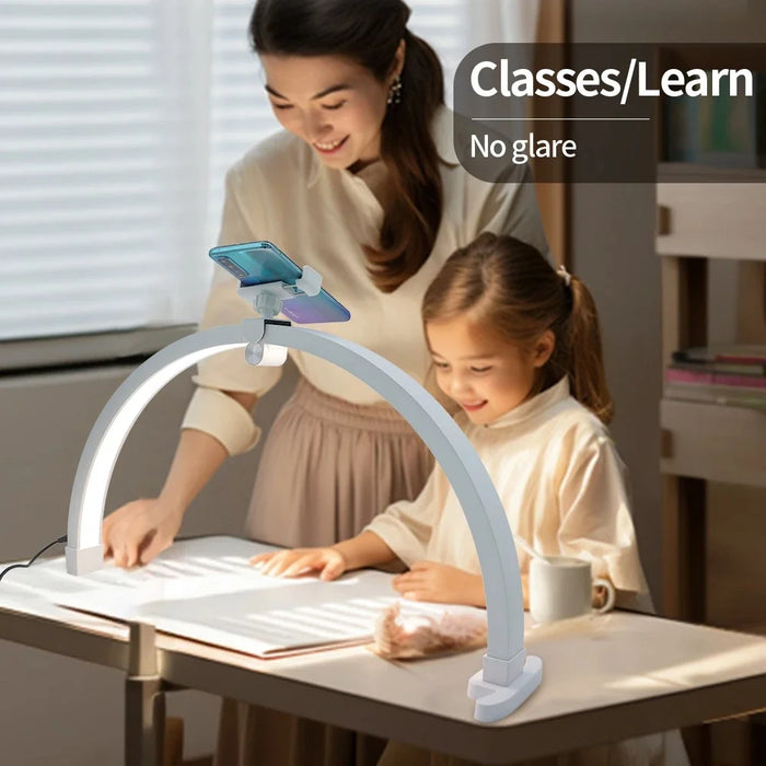 M12X 56cm Touch Control Foldable Desk Nail Light 3 Color Temperature LED Half Moon Lamp - White / US Plug - 6