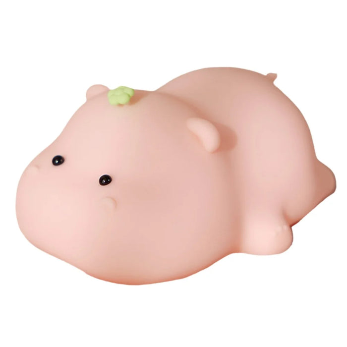 A002 Cute Hippo Baby Soft Silicone LED Night Lamp Rechargeable Bedside Tap Light - 1