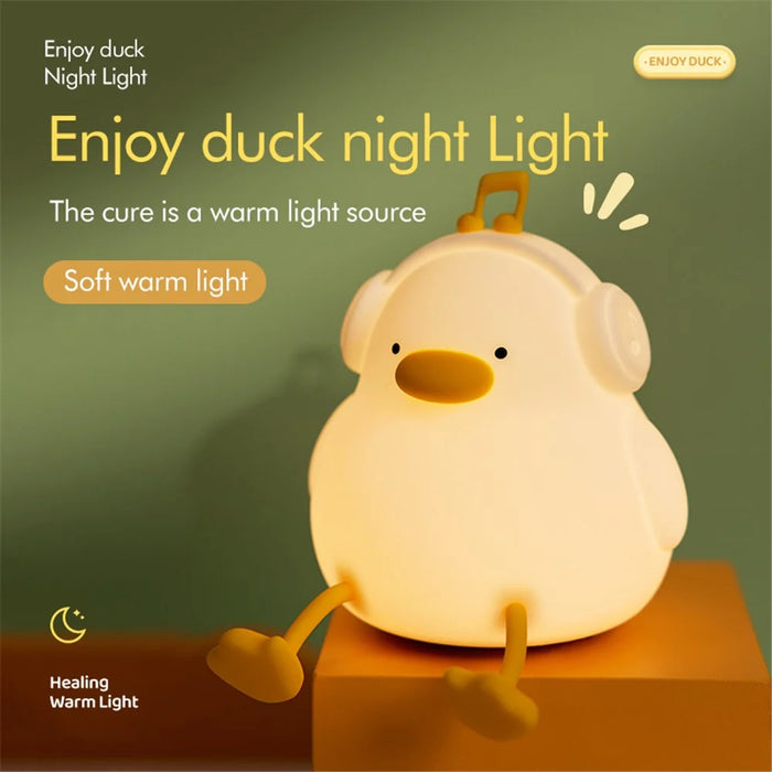 A009 Cute Duck Soft Silicone LED Night Lamp Rechargeable Bedside Pat Control Light (CE, ROHS, FCC, CPC Certified) - 2