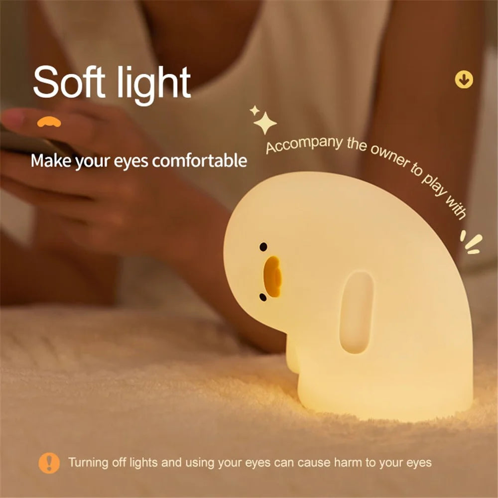 3 Levels Dimmable Crooked Neck Duck Night Light Kids Room Decor (CE, ROHS, FCC, CPC Certification) - Yellow - 3