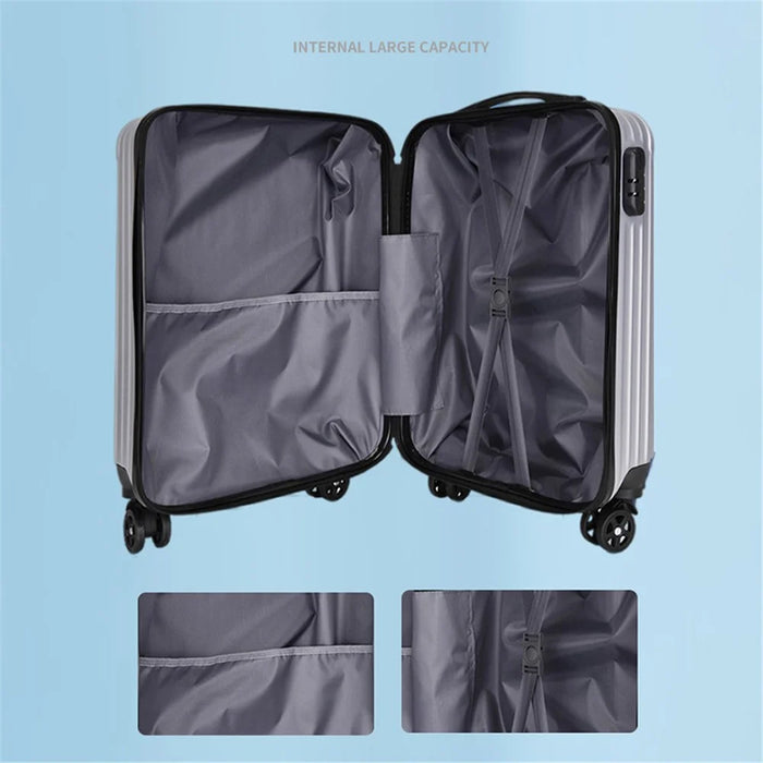 Adult Student 20-Inch Suitcase PC+ABS 34x24x50cm Lock Design Carry On Luggage - Grey - 3