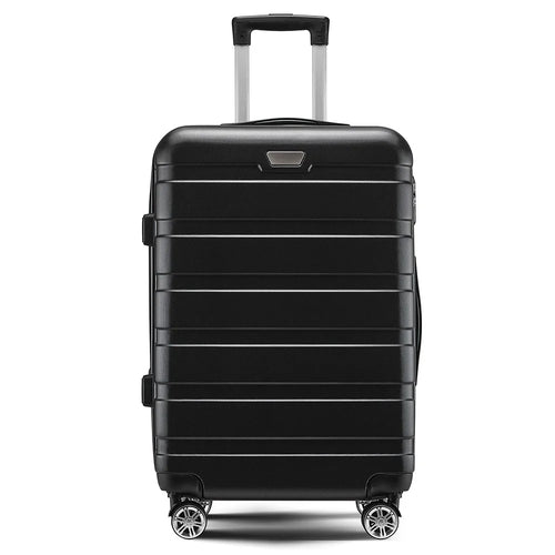 24-Inch Checked Luggage Case Pull Trolley Bag Suitcase Baggage, 39x26x64cm - Black - 1