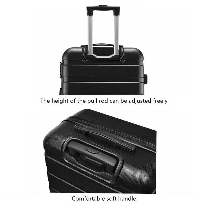 24-Inch Checked Luggage Case Pull Trolley Bag Suitcase Baggage, 39x26x64cm - Black - 5