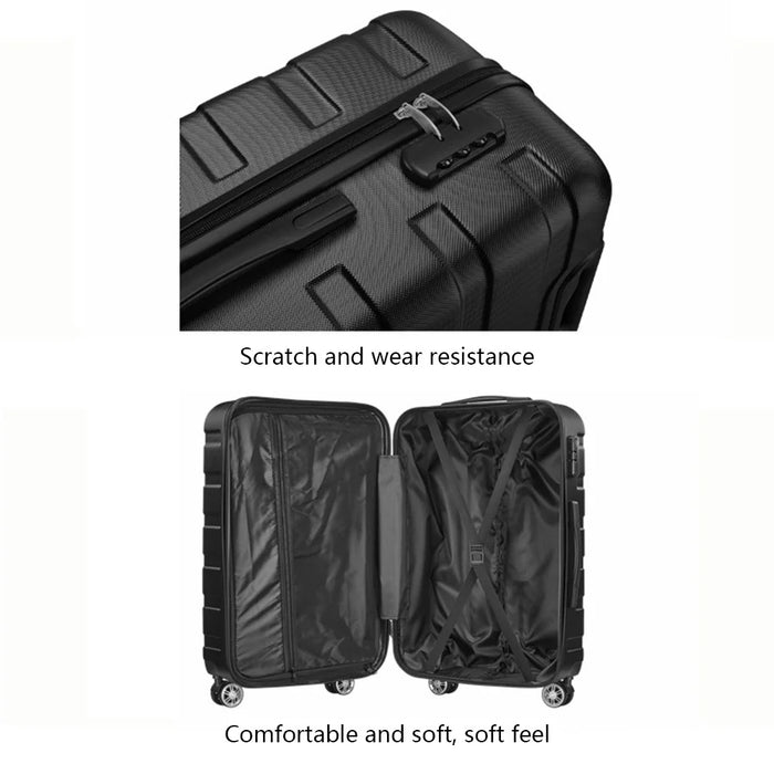 24-Inch Checked Luggage Case Pull Trolley Bag Suitcase Baggage, 39x26x64cm - Black - 6