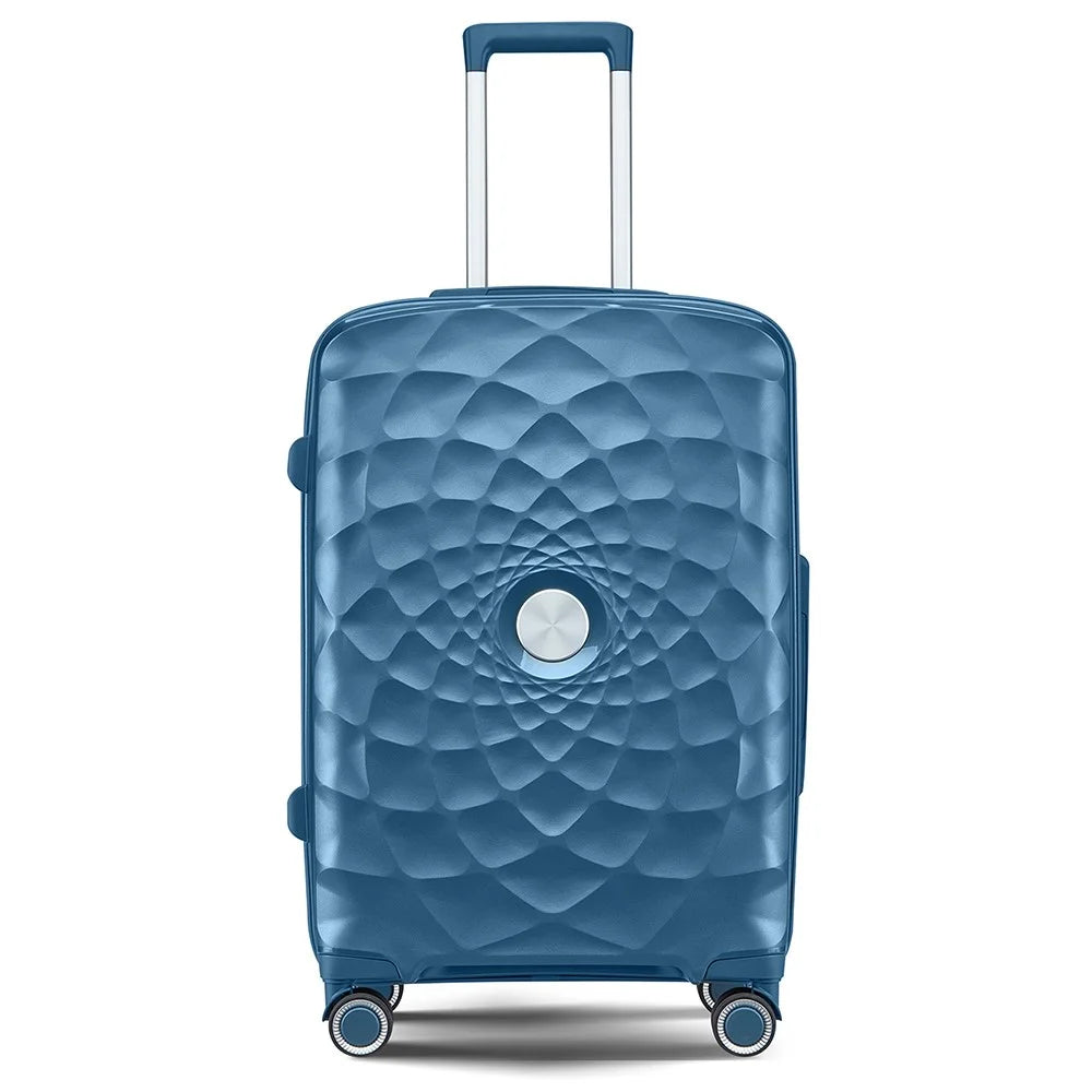 20-Inch PP Shell Carry On Luggage 4 Spinner Wheels Suitcase Trolley Case, 57x34x23cm - Blue - 1