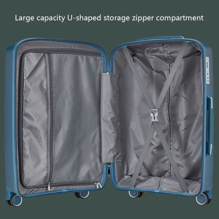 20-Inch PP Shell Carry On Luggage 4 Spinner Wheels Suitcase Trolley Case, 57x34x23cm - Blue - 2