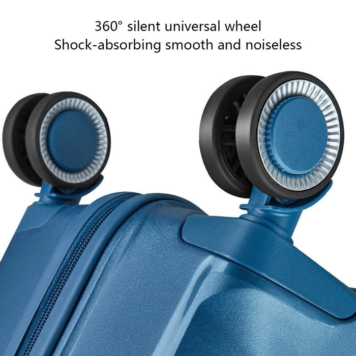20-Inch PP Shell Carry On Luggage 4 Spinner Wheels Suitcase Trolley Case, 57x34x23cm - Blue - 5