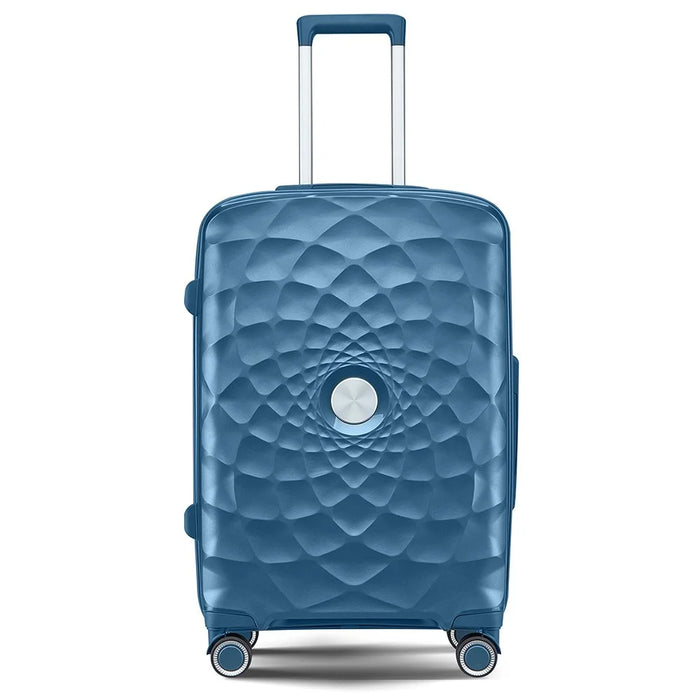 24-inch Anti-Fall PP Suitcase Universal Wheels Password Lock Design Travel Trolley Case, 66x43x26cm - Ice Blue - 1