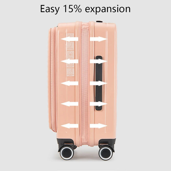 24-Inch Travel Suitcase 43x27x67cm Front Opening Pocket Carry On Luggage for Women Men - Pink - 3