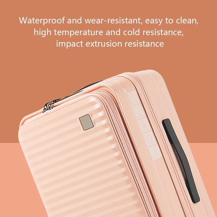 24-Inch Travel Suitcase 43x27x67cm Front Opening Pocket Carry On Luggage for Women Men - Pink - 4