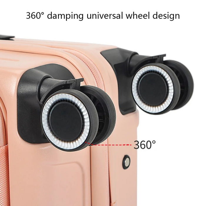 24-Inch Travel Suitcase 43x27x67cm Front Opening Pocket Carry On Luggage for Women Men - Pink - 5