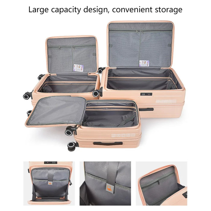 24-Inch Travel Suitcase 43x27x67cm Front Opening Pocket Carry On Luggage for Women Men - Pink - 6
