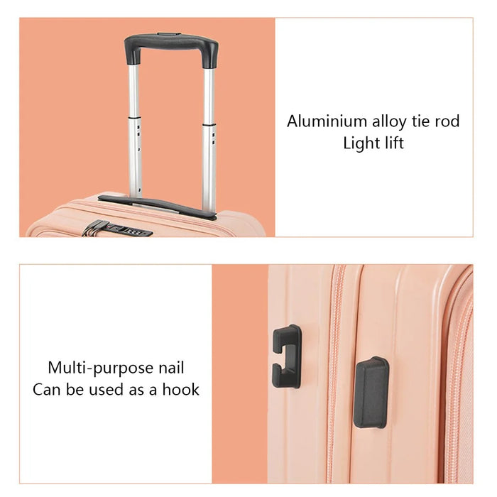 24-Inch Travel Suitcase 43x27x67cm Front Opening Pocket Carry On Luggage for Women Men - Pink - 7