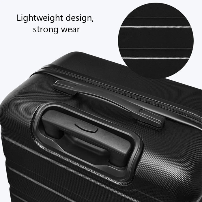 20 Inch Suitcase ABS Shell Carry On Luggage 4 Spinner Wheels Trolley Case, 33x23x55cm - Black - 3