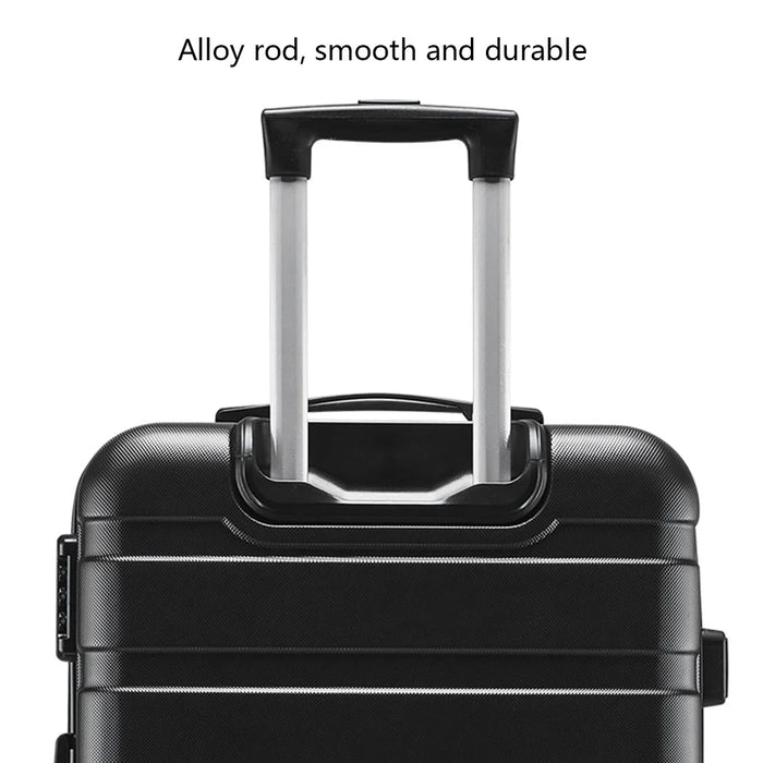20 Inch Suitcase ABS Shell Carry On Luggage 4 Spinner Wheels Trolley Case, 33x23x55cm - Black - 4