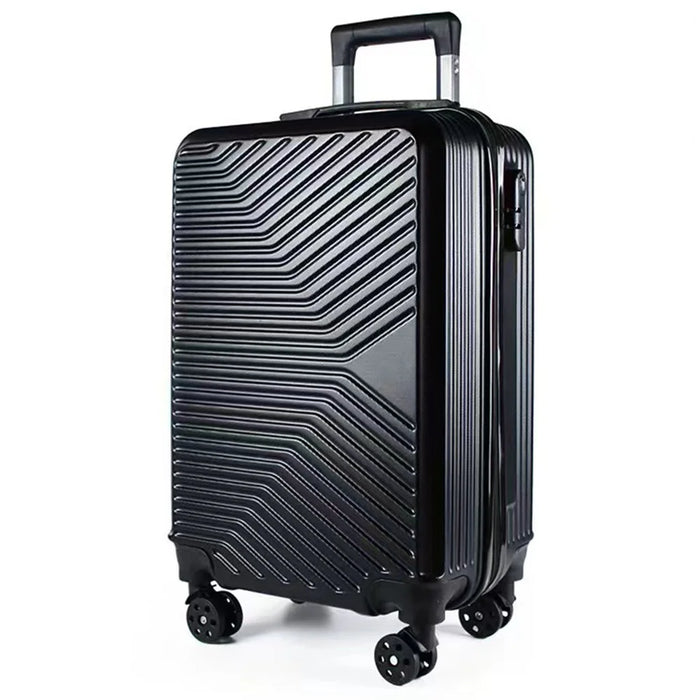 Stripe Design 20-inch ABS+PP Suitcase Silent Universal Wheels Travel Trolley Case, 36x23x50cm - Black - 1