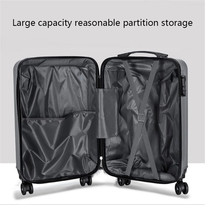 Stripe Design 20-inch ABS+PP Suitcase Silent Universal Wheels Travel Trolley Case, 36x23x50cm - Black - 2
