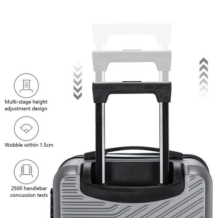 Stripe Design 20-inch ABS+PP Suitcase Silent Universal Wheels Travel Trolley Case, 36x23x50cm - Black - 3