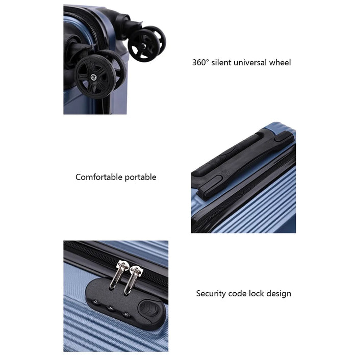 Stripe Design 20-inch ABS+PP Suitcase Silent Universal Wheels Travel Trolley Case, 36x23x50cm - Black - 4