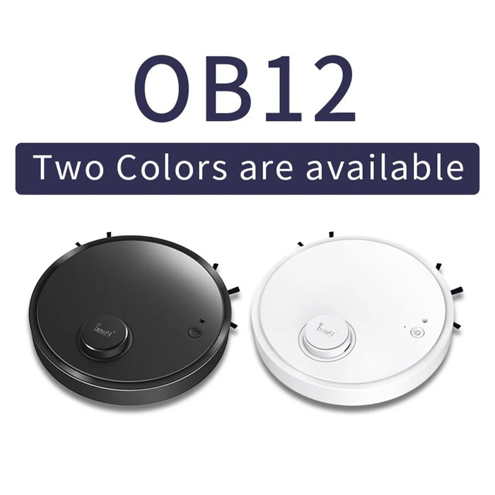 OB12 3-In-1 Smart Sweeping Vacuum Cleaner Robot Rechargeable Floor Sweeper with UV Light - Black - 4