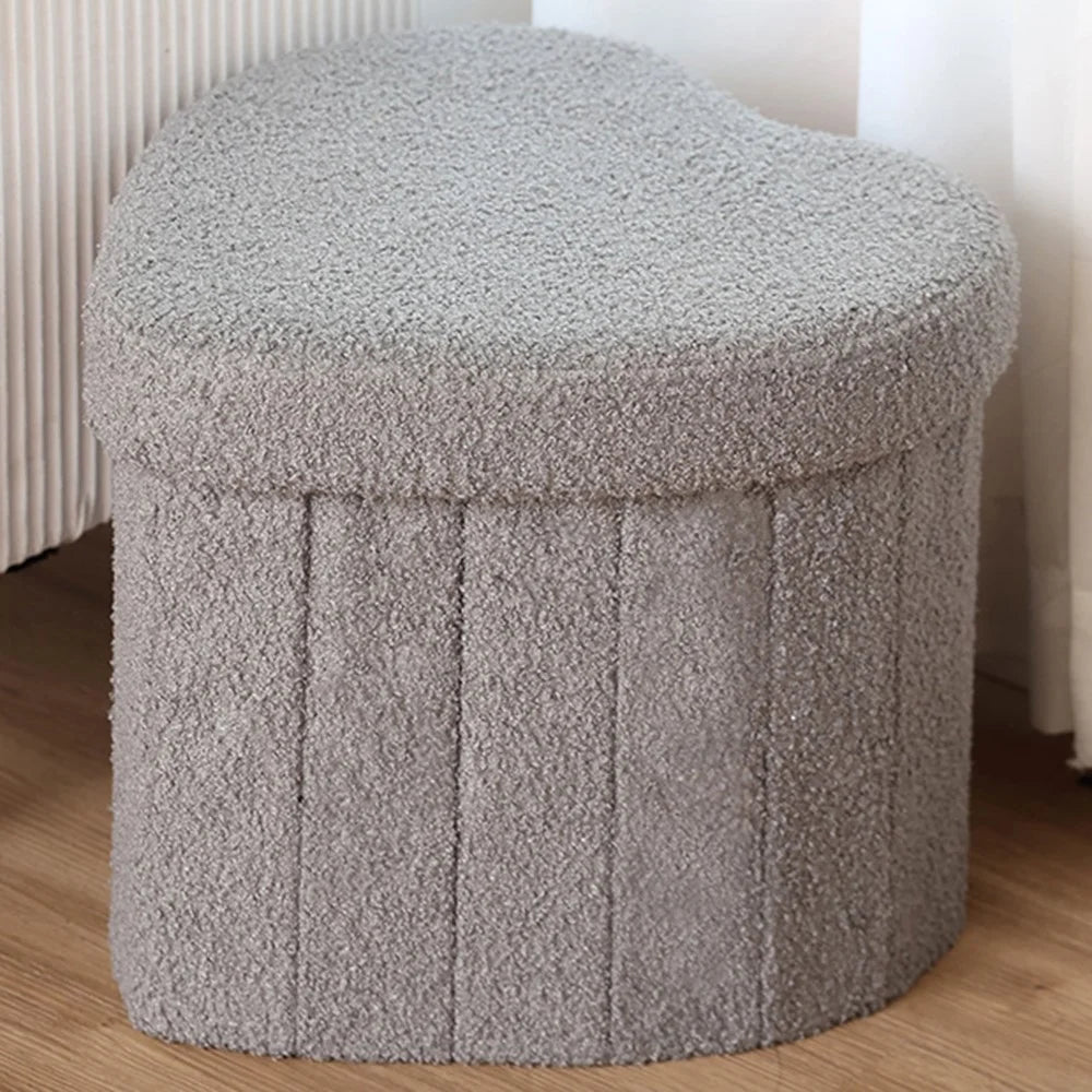 Heart-Shaped Storage Ottoman Chest Home Storage Box Cube Seat Foot Rest Stool Footrest Chair - Grey - 1
