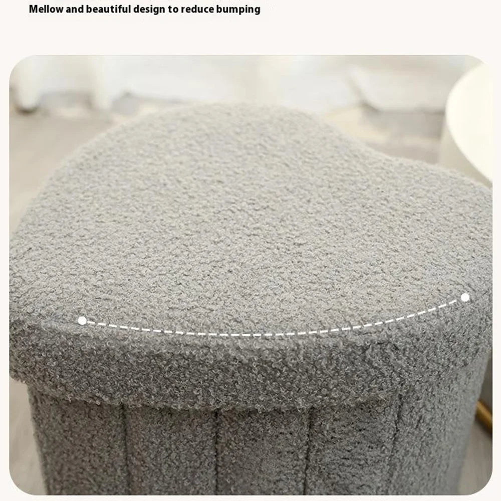 Heart-Shaped Storage Ottoman Chest Home Storage Box Cube Seat Foot Rest Stool Footrest Chair - Grey - 2