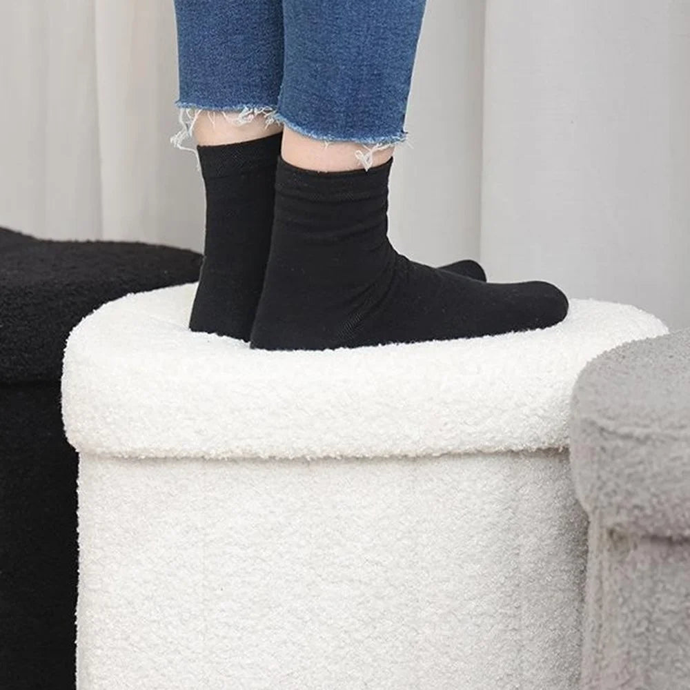 Heart-Shaped Storage Ottoman Chest Home Storage Box Cube Seat Foot Rest Stool Footrest Chair - Grey - 4