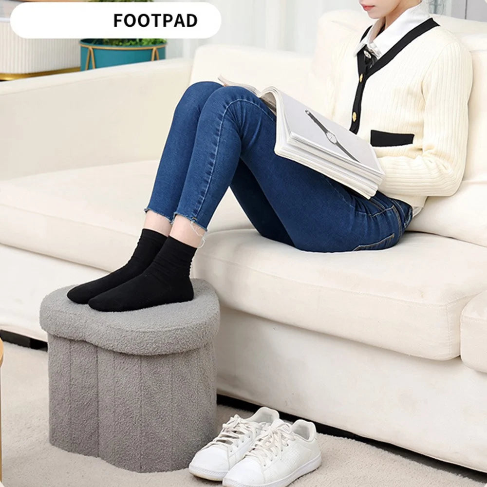 Heart-Shaped Storage Ottoman Chest Home Storage Box Cube Seat Foot Rest Stool Footrest Chair - Grey - 7