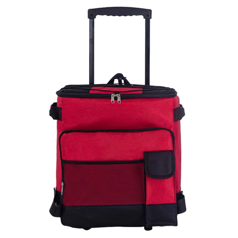 43L Collapsible Cooler Bag Trolley for Camping / Picnic / BBQ Waterproof Refrigeration Bag Cart - Red - 1