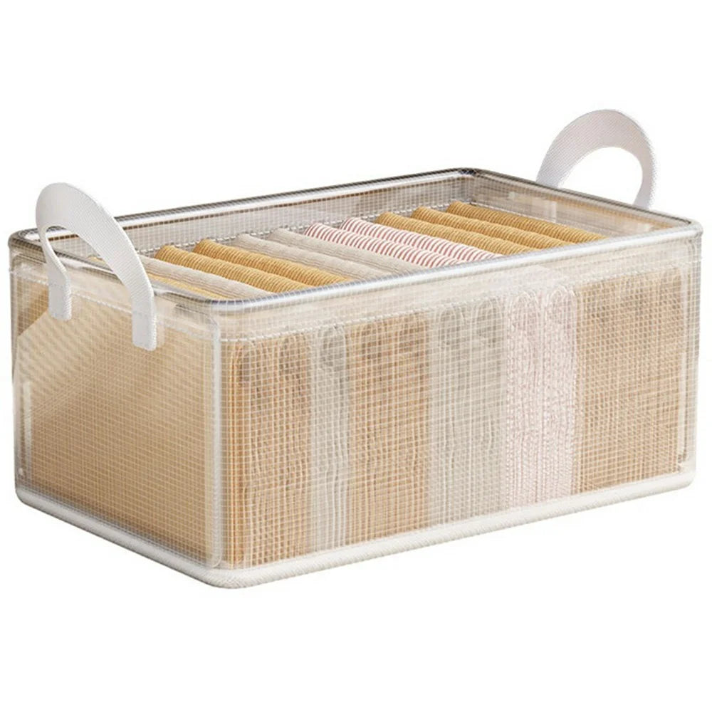 Clear PVC Storage Box with Steel Frame for Clothes Pants Foldable Organizer 47 x 28 x 20cm - 1