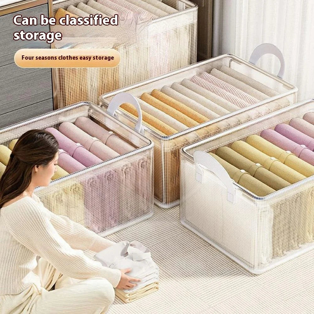 Clear PVC Storage Box with Steel Frame for Clothes Pants Foldable Organizer 47 x 28 x 20cm - 2