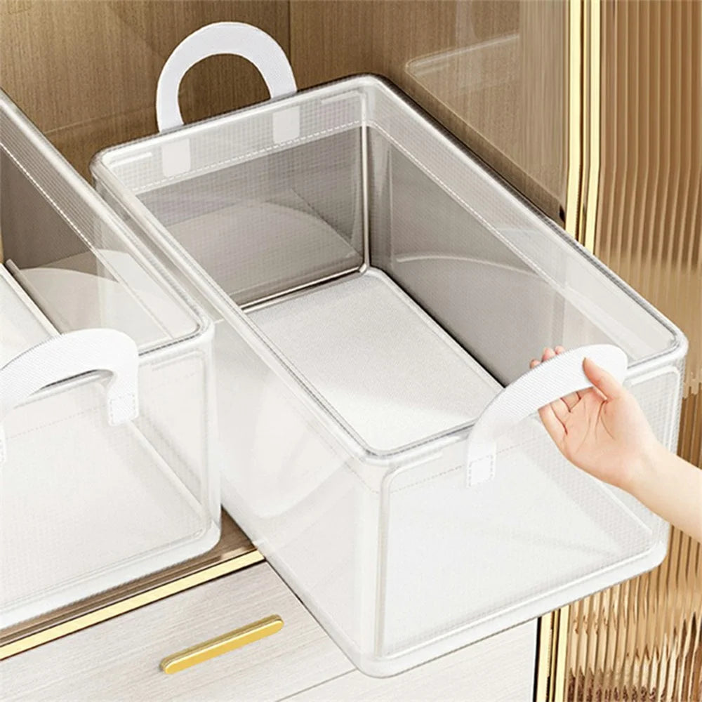 Clear PVC Storage Box with Steel Frame for Clothes Pants Foldable Organizer 47 x 28 x 20cm - 7