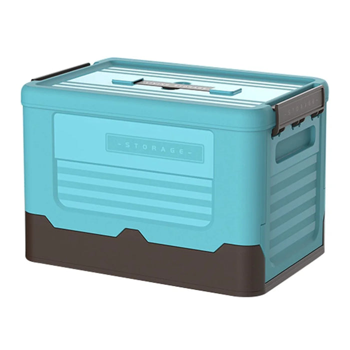 PP Lidded Storage Bin Foldable Storage Box Stackable Container for Outdoor Home Storage, Size: S - Blue - 1