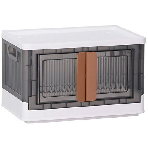 32L Foldable Storage Box Clothes Toys Snacks Transparent Plastic Container No Installation Required - White - 1