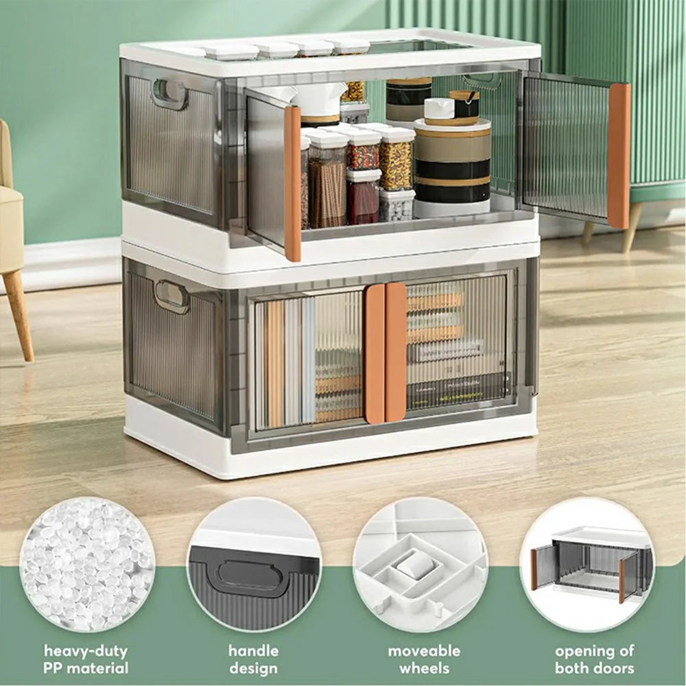 32L Foldable Storage Box Clothes Toys Snacks Transparent Plastic Container No Installation Required - White - 5