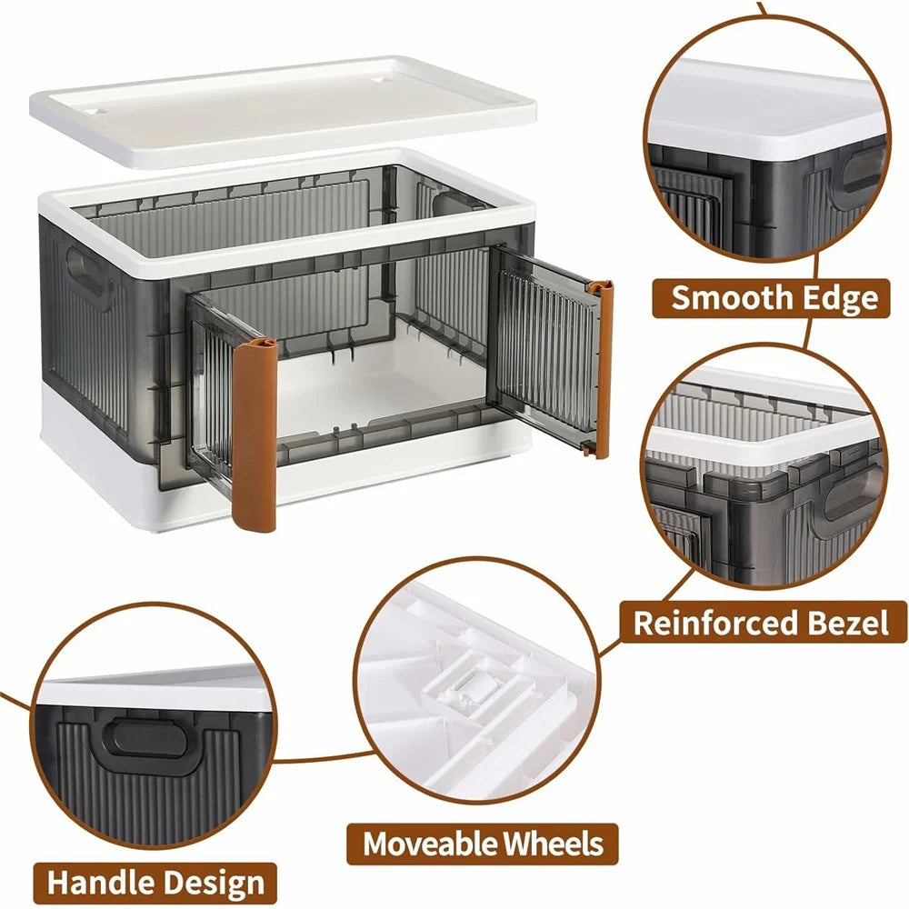 32L Foldable Storage Box Clothes Toys Snacks Transparent Plastic Container No Installation Required - White - 6