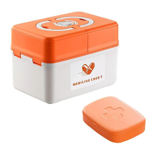 25.5 x 17.5 x 17.8cm Multi Layer First Aid Kit Box Medical Storage Organizer Medicine Container - Orange - 1