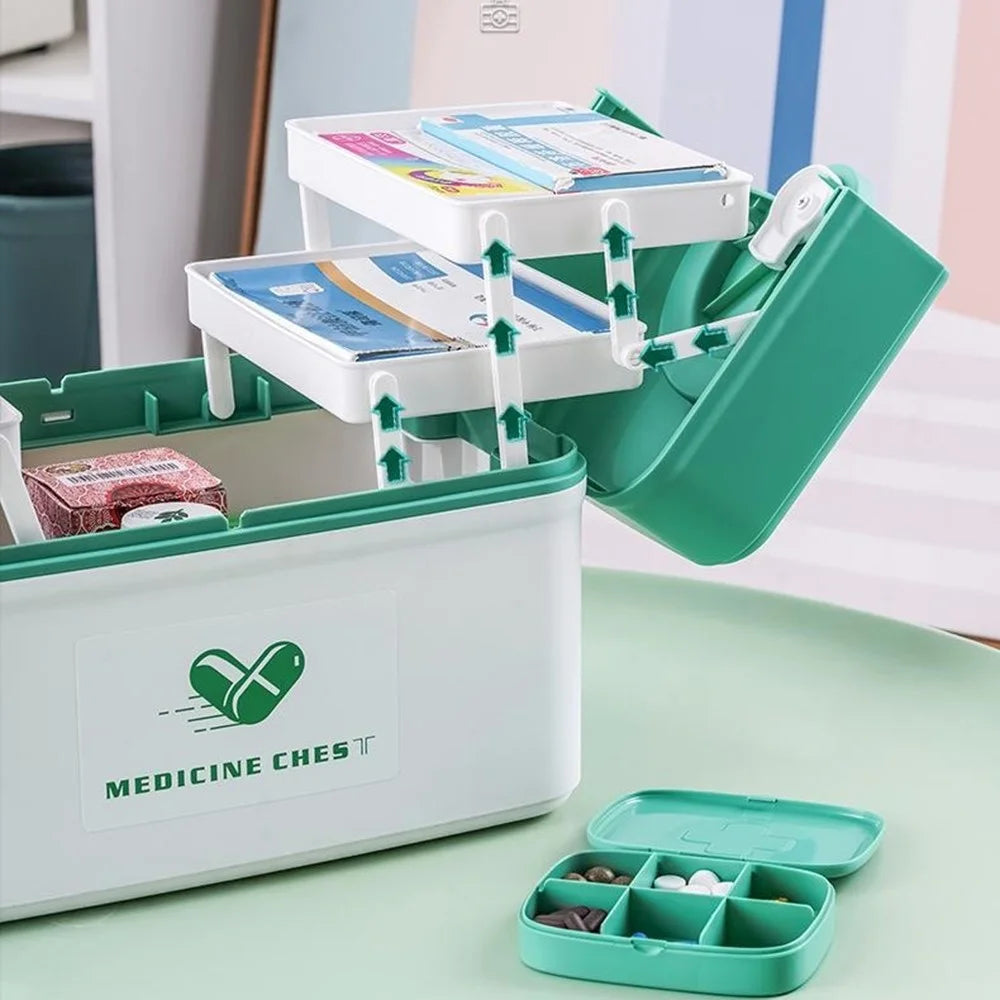 25.5 x 17.5 x 17.8cm Multi Layer First Aid Kit Box Medical Storage Organizer Medicine Container - Orange - 6