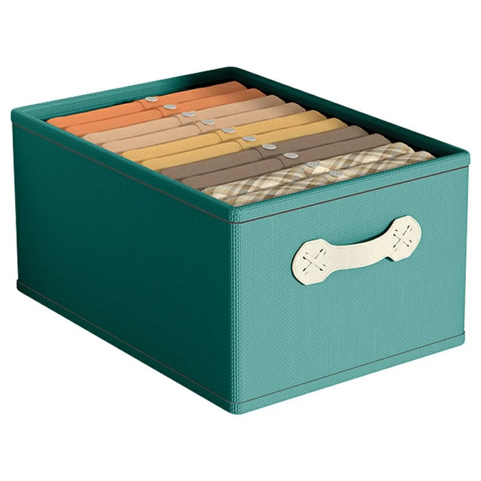 Large Capacity Cotton Linen Storage Box Drawer Style Clothes Organizer, 41x24x18cm, Size M - Green - 1