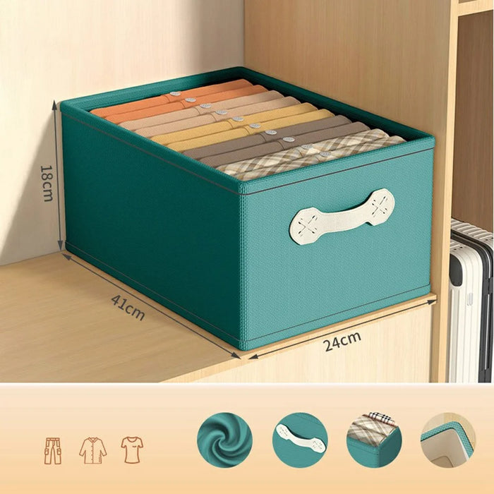 Large Capacity Cotton Linen Storage Box Drawer Style Clothes Organizer, 41x24x18cm, Size M - Green - 7