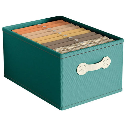 47x28x22cm Large Capacity Cotton Linen Storage Box Drawer Style Clothes Organizer - Green - 1