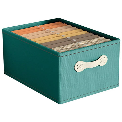 Large Capacity Fabric Storage Box Drawer Style Clothes Organizer with Handle - Green - 1