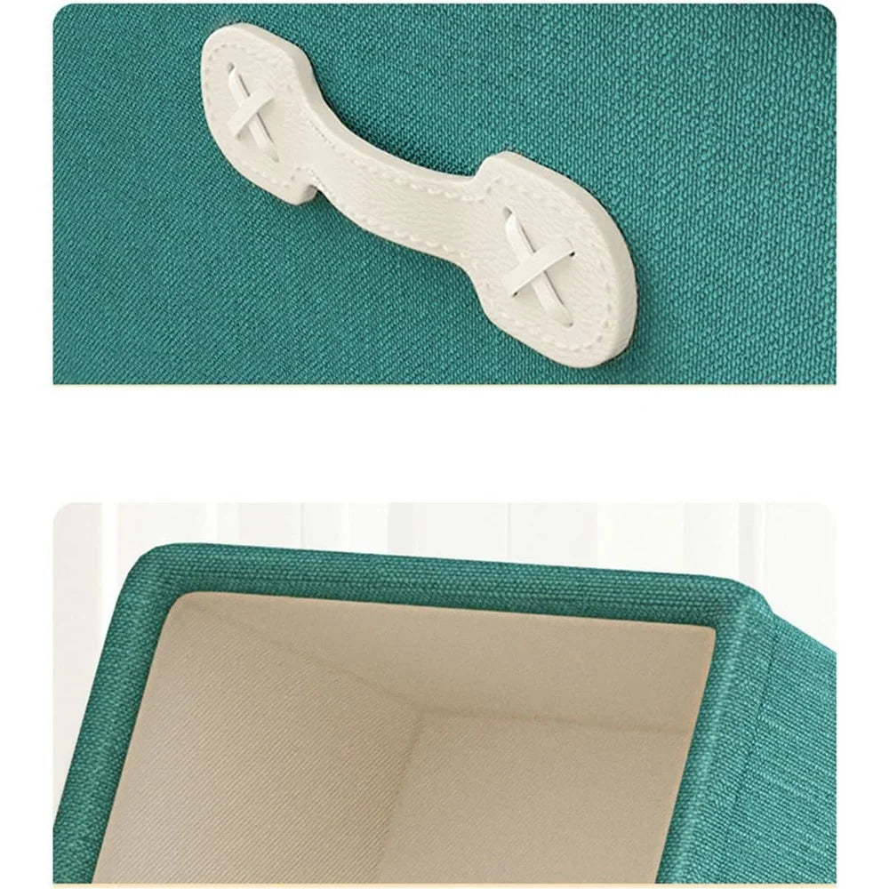 Large Capacity Fabric Storage Box Drawer Style Clothes Organizer with Handle - Green - 6