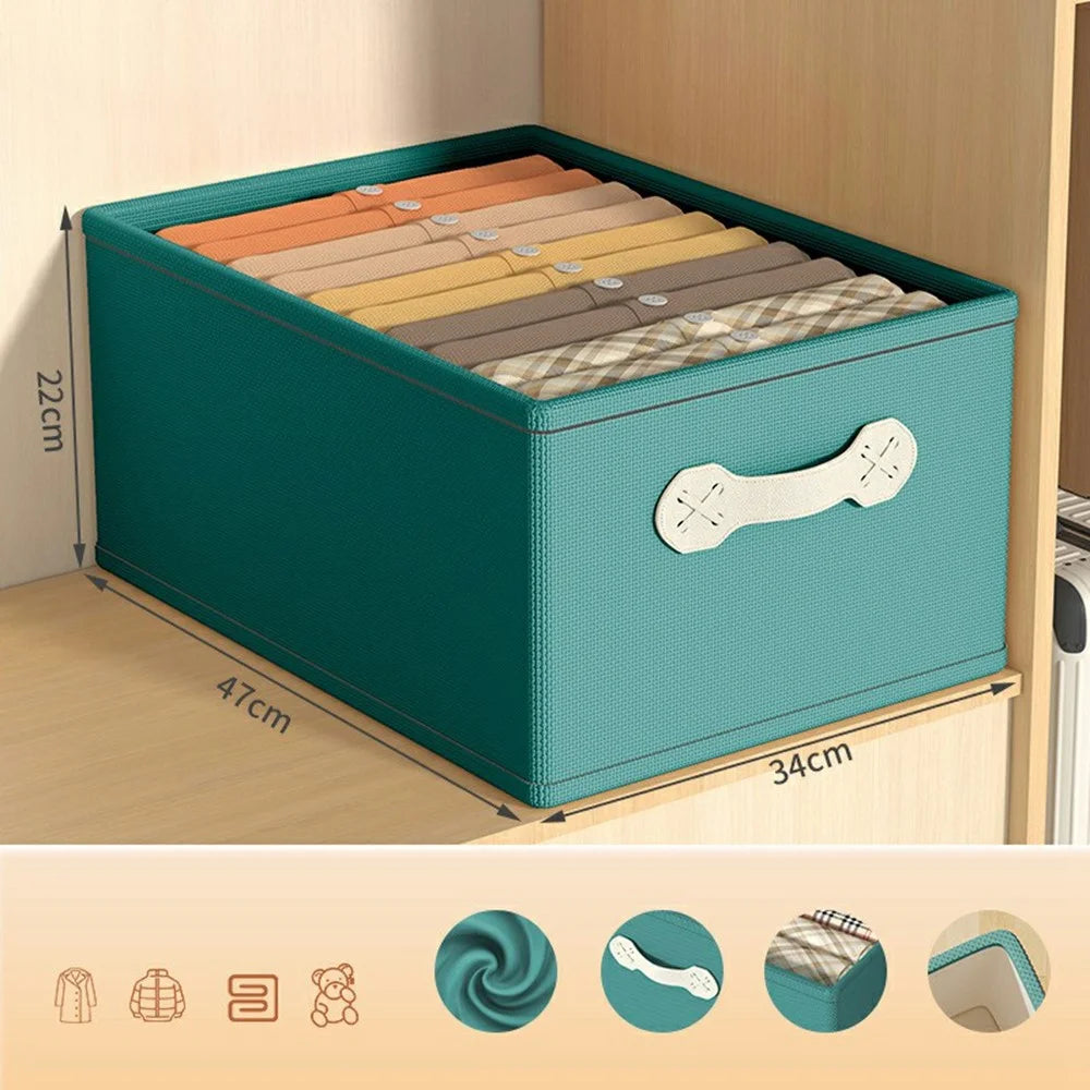 Large Capacity Fabric Storage Box Drawer Style Clothes Organizer with Handle - Green - 7